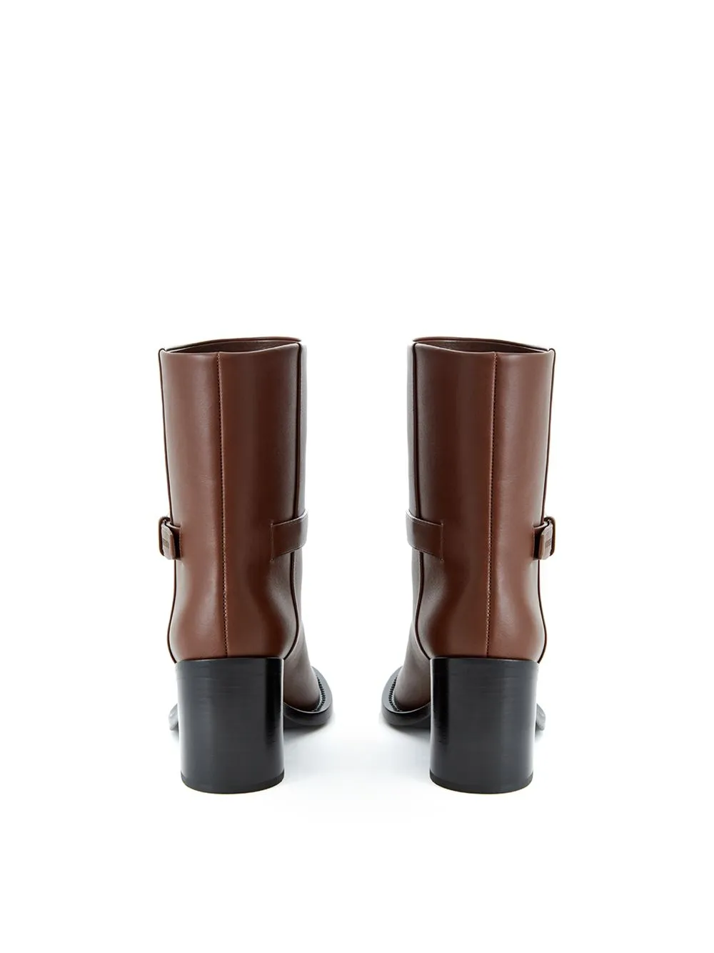 Chic Brown Leather Ankle Boots with Buckle Detail